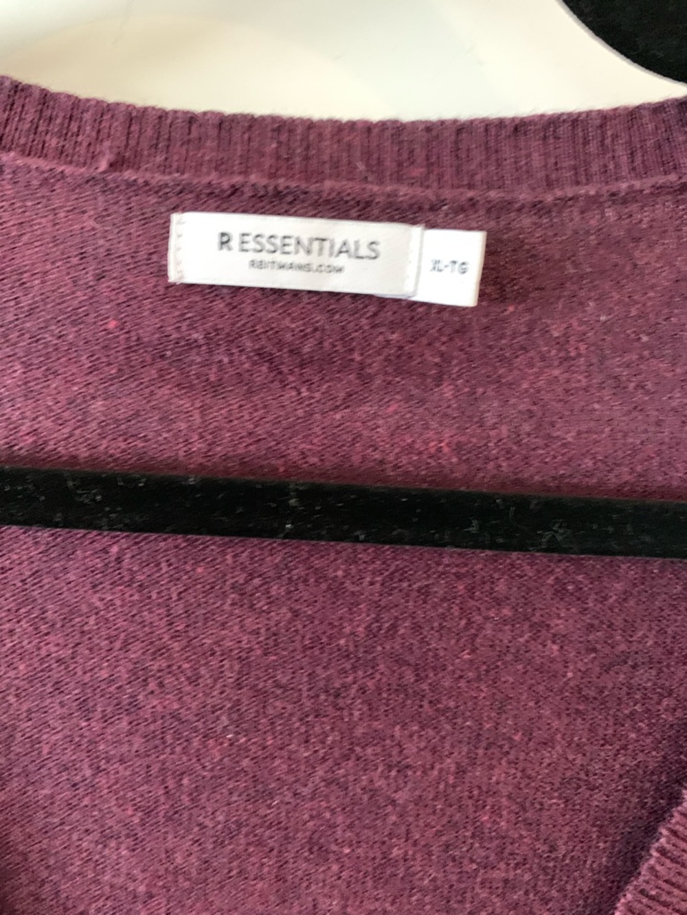 Reitman's Essentials women's cotton blend knit eggplant  V-Neck Button Cardigan - Picture 3 of 4